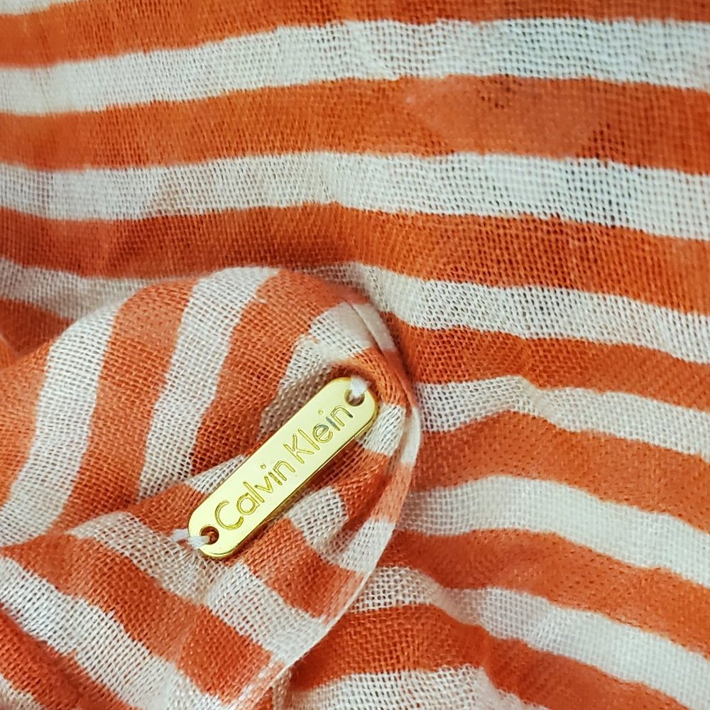 Calvin Klein Infinity Scarf Red Leopard + Stripes - Picture 6 of 7